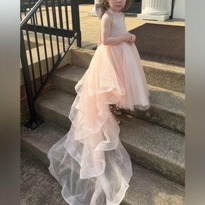 Azazie Girls' Pale Pink Halter Tulle Dress